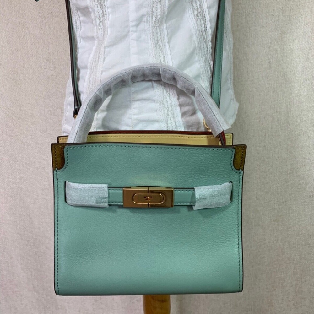 NEW Tory Burch Lee Radziwill Rivulet Blue Leather Petite Double Bag/Shoulder Bag - Picture 11 of 15